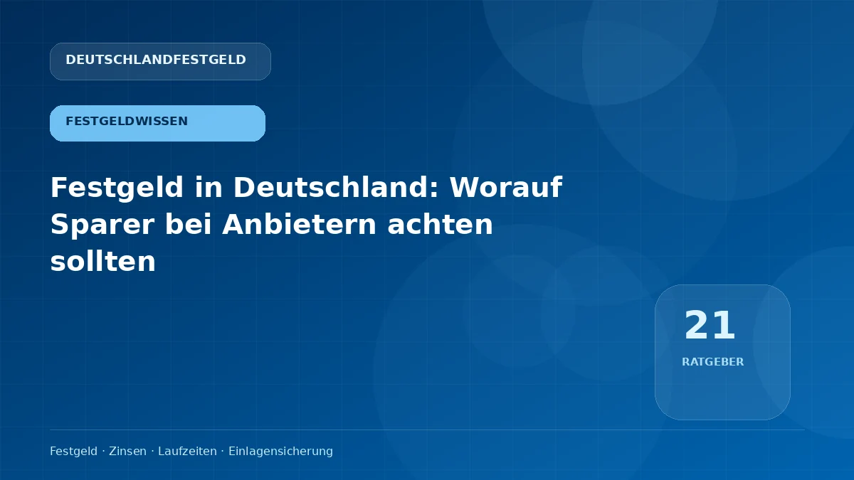 Festgeld in Deutschland: Worauf Sparer bei Anbietern achten sollten