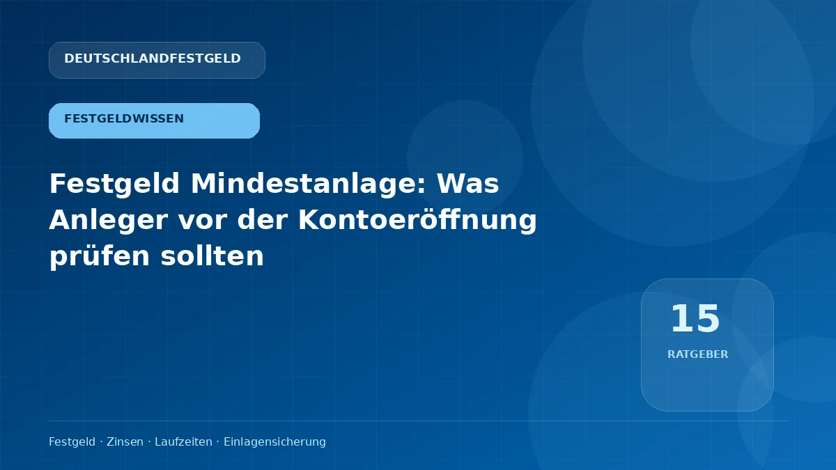 Festgeld Mindestanlage: Was Anleger vor der Kontoeröffnung prüfen sollten