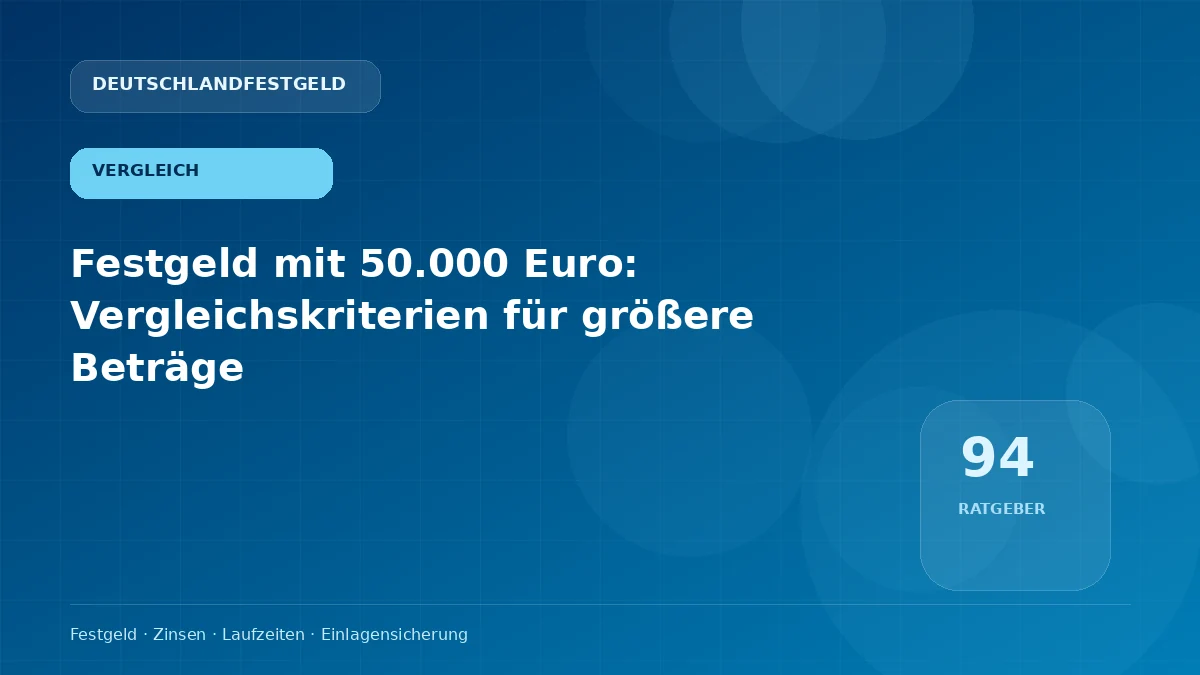Festgeld mit 50.000 Euro: Vergleichskriterien für größere Beträge