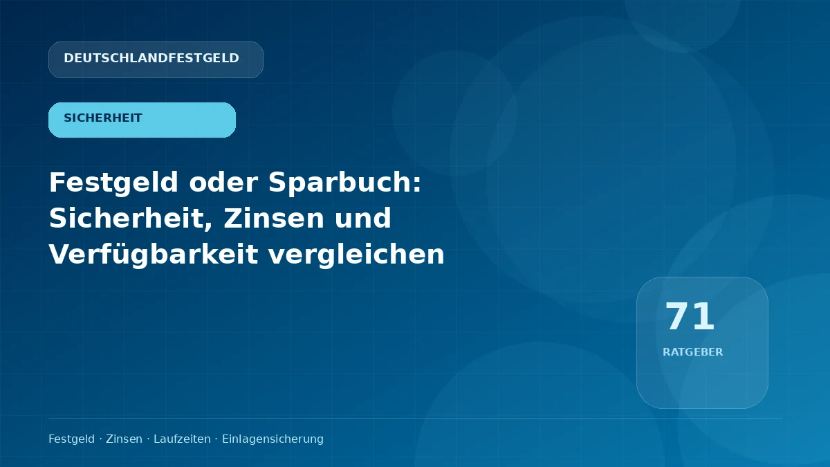 Festgeld oder Sparbuch: Sicherheit, Zinsen und Verfügbarkeit vergleichen
