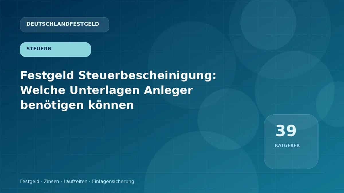 Festgeld Steuerbescheinigung: Welche Unterlagen Anleger benötigen können