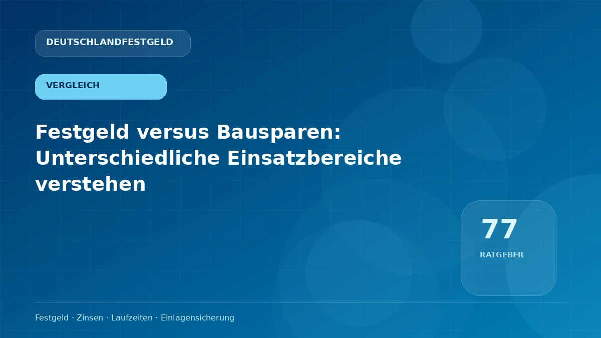 Festgeld versus Bausparen: Unterschiedliche Einsatzbereiche verstehen