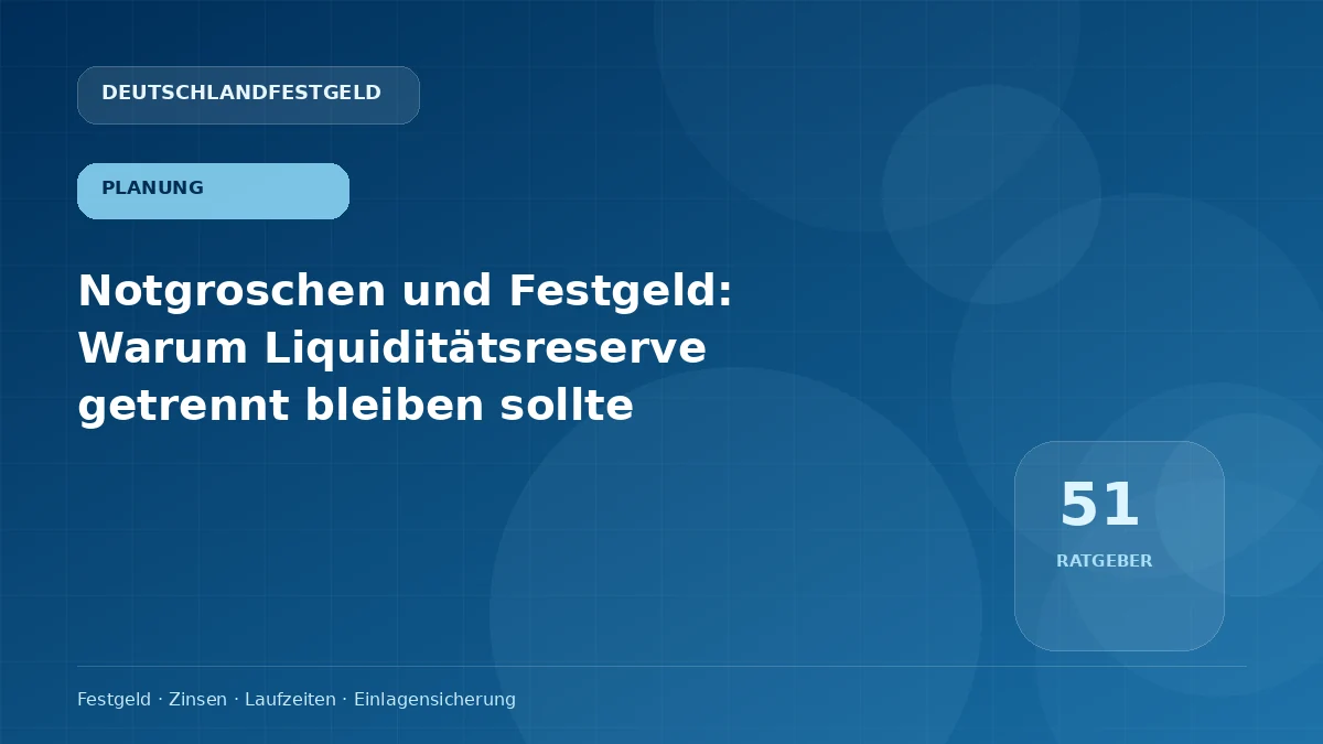 Notgroschen und Festgeld: Warum Liquiditätsreserve getrennt bleiben sollte